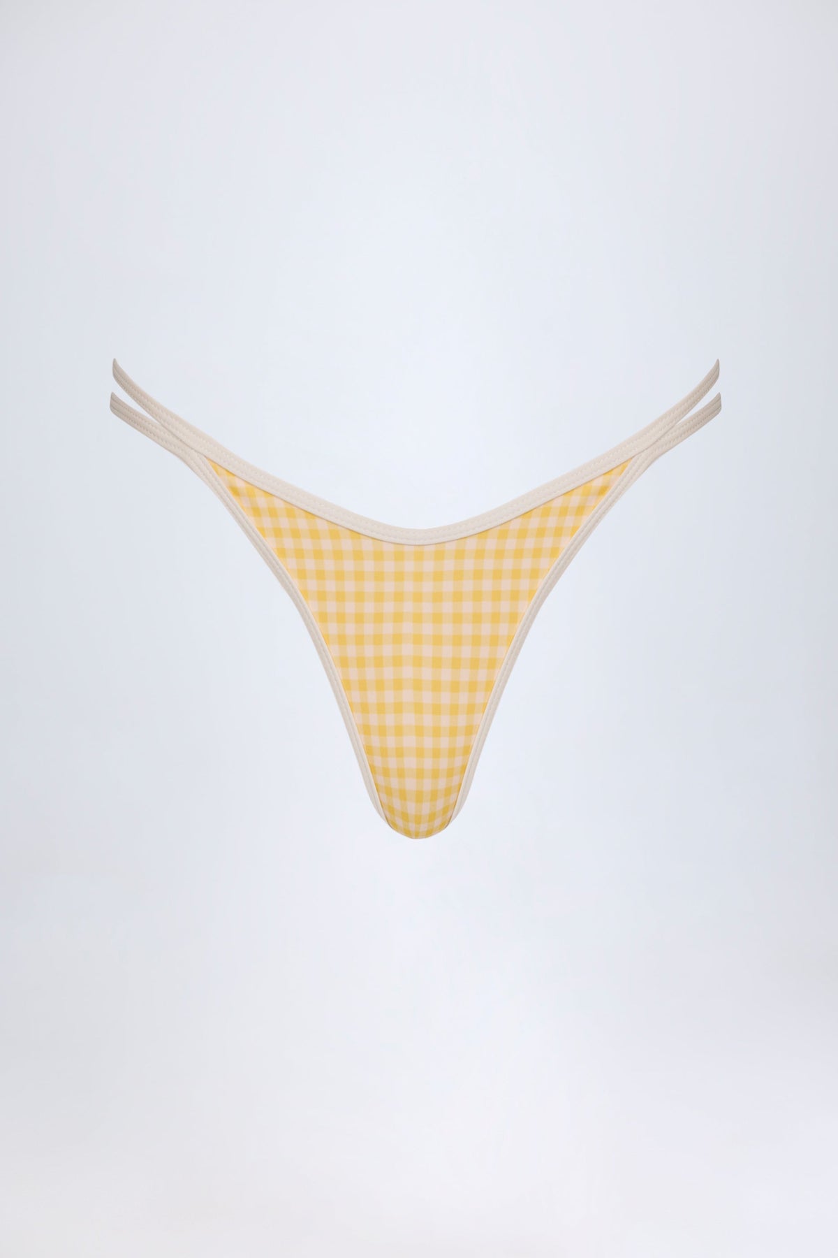 Double-Strap Cheeky Bikini Bottoms in Yellow Gingham