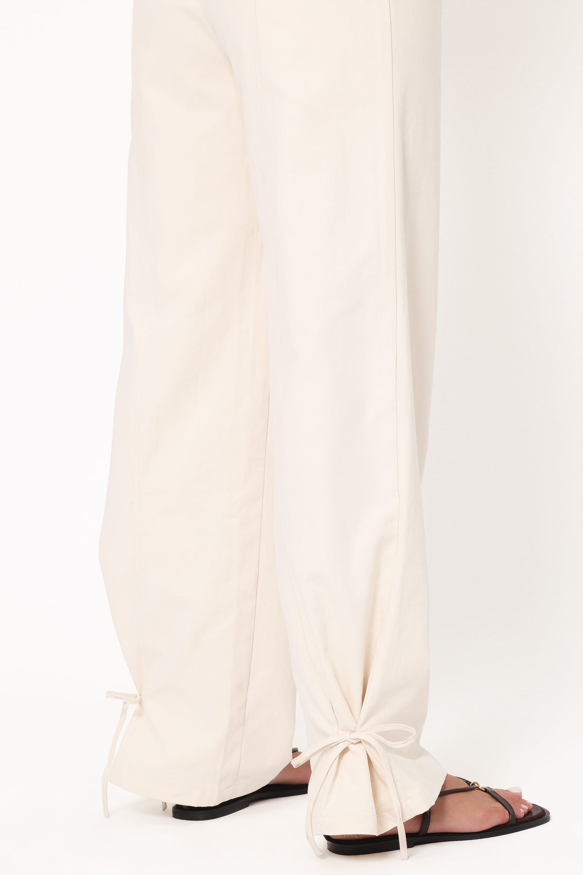 Asher Tie Detail Tapered Leg Pants - Cream