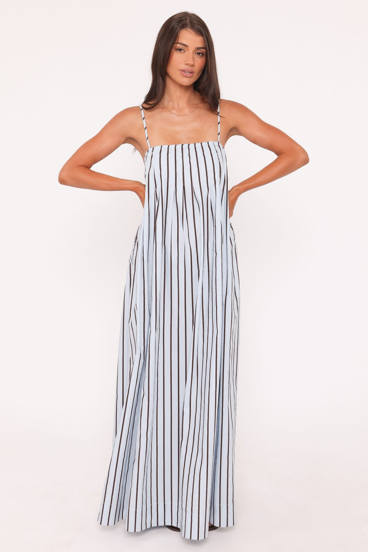 Arletta Maxi Dress - Blue/Brown Stripe