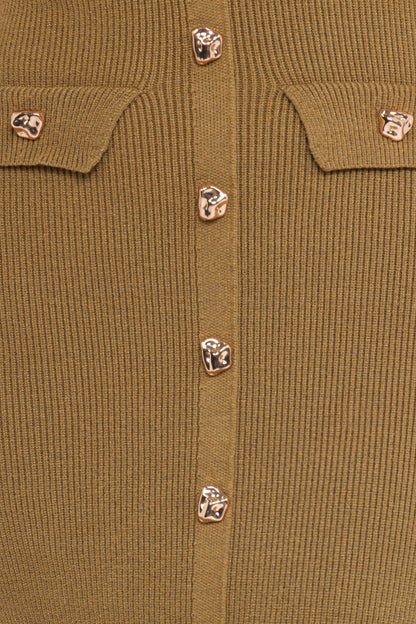 Aspen Button Up Knit Dress - Olive