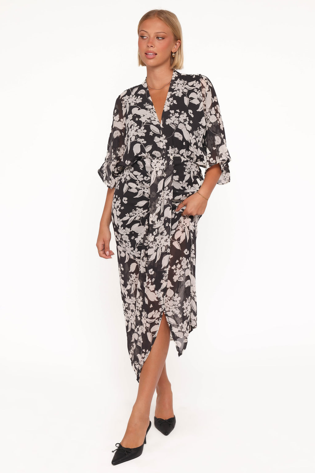 Audrina Maxi Dress - Black Floral