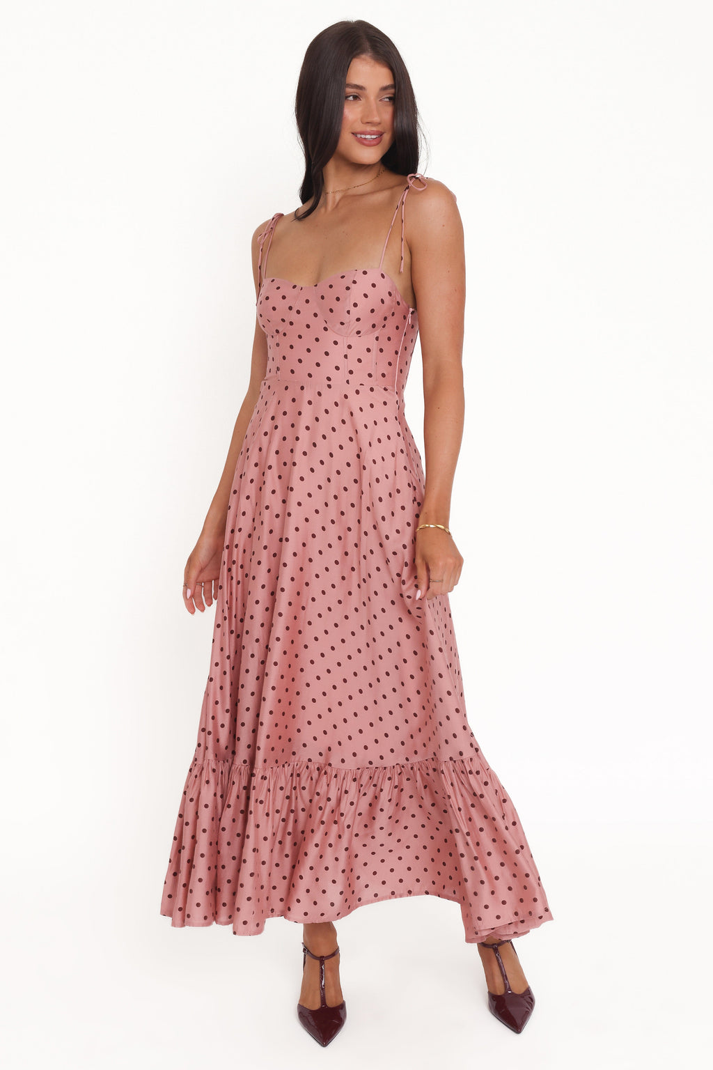 Ayana Midi Dress - Pink Polka Dot