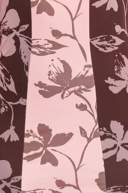 Bellatrix Spliced Maxi Dress - Pink Brown Floral