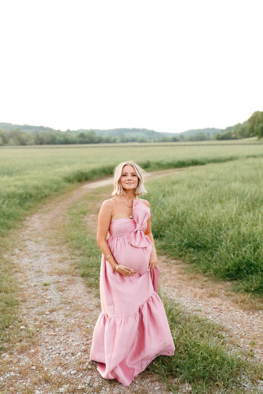 Betina Bow Front Maxi Dress - Dusty Rose