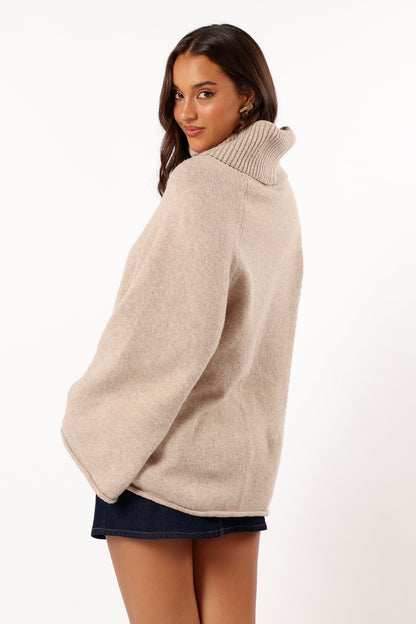 Bindy Cowlneck Knit Sweater - Oatmeal