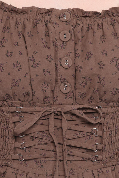 Bridget Jumpsuit - Taupe Purple Floral