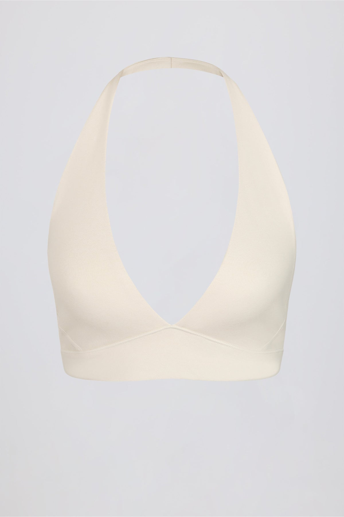 Brushed Jersey V-Neck Sports Bra in Vanilla